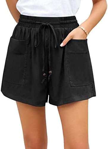 Sysea Womens Comfy שרוך מותניים אלסטיים מכנסיים קצרים מזדמנים מכנסיים קצרים ברגליים בקיץ S-XXL