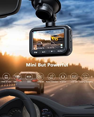 LAMTTO 1080P מלא HD DASH CAF קדמי ואחורי עם כרטיס SD, מצלמת מקף כפול למכוניות, מצלמת מכונית מסך IPS