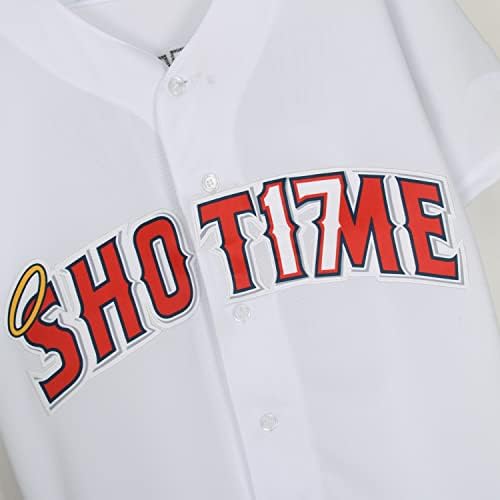 Yuefolds Shotime של גברים 17 Ohtani Baseball Jersey Hipster Hipop Hip Hop חולצות בגודל אחד גדול יותר