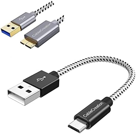 כבלים כבלים קצרים של מיקרו USB כבל 0.5ft עם כבל USB ל- Micro USB 3.0