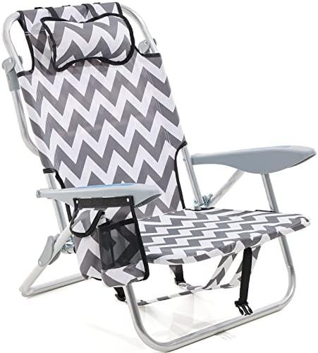 נייד חוף כיסא למבוגרים, חיצוני קל משקל קמפינג כיסא שכב מתקפל תרמיל חוף שכיבה כיסא עם 4 עמדות, משענת