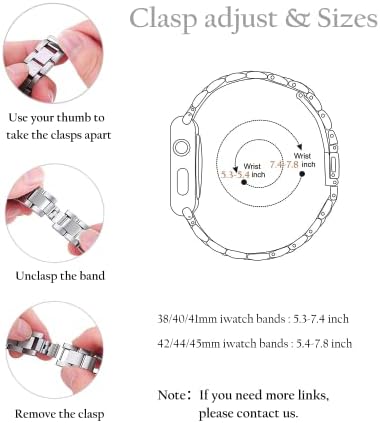רצועת נירוסטה DMMG תואמת לפס שעון Apple 38/40/41/42/44/45 ממ בנות נשים, רצועת צמיד צמיד החלפת צמיד לבוש