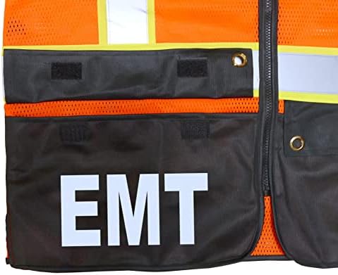Qraphic TEE EMT Siwdivor Safety אפוד, סוג R Class 2, עם לוגו רפלקטיבי קדמי ומאחור.