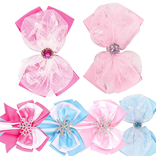 Jaqakid 6 pcs קטעי תנין קשת ורודים לבנות Buatique Bow Grosgrain Clips Clips Clip