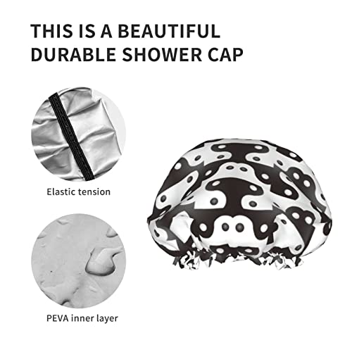 נשים לשימוש חוזר כובע שיער שולי כובע טאי צ'י פרה מצחיק שכבות כפולות אטומות למקלחת כובע אמבטיה