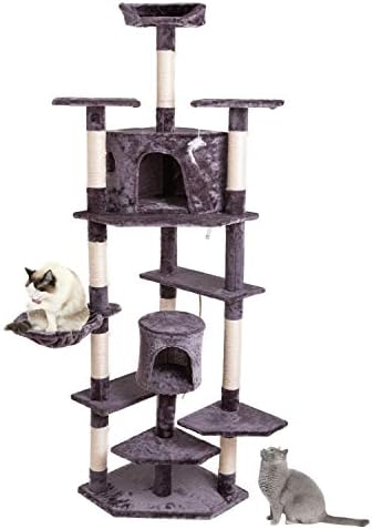 80 רב-רמת חתול גבוה לשחק בית מטפס מרכז מגדל סטנד ריהוט, הודעות, מתנדנד כדור,דירה ומנהרה,אנטי הפלת מכשיר,לגורים,חתולים