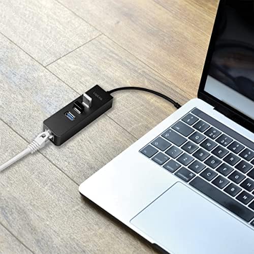 Logilink USB 3.0 למתאמי רשת ג'יגה -בייט ו- 3 x USB 3.0 רכזת שחור שחור