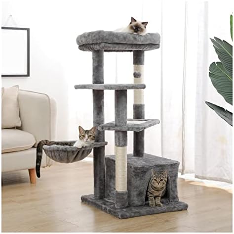 מגדל עץ חתול רב-מפלסי עם גירוד סיסל פוסט ריהוט מסגרת טיפוס דירה ערסל מוצק