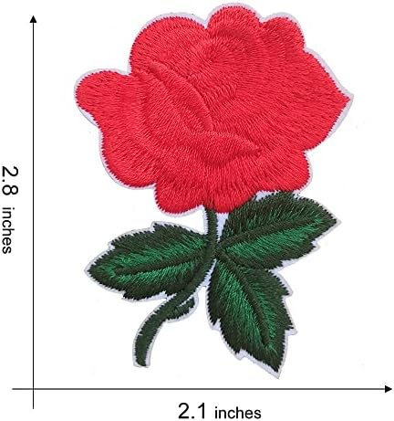 קליוריז 3 חבילות אדום טלאי אדום פרח פרח ברזל רקום על/תפור על טלאים אביזרי בד בגדים אפליקציה מתנה ליום