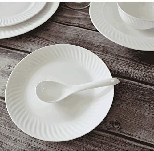 SXNBH כלי אוכל סט ארבע חרסינה לבנה צלחות ארוחת ערב חרסינה עצם קערות שולחן סין קערות מרק צלחות סירות רוטב שירות