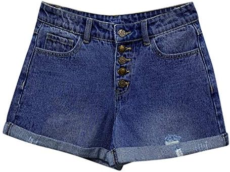מכנסיים קצרים של נשים ג'ינס קיץ מזדמן מותניים מזדמנים מכנסיים קצרים במצוקה חופשה במצוקה חוף מכנסיים קצרים נוחים