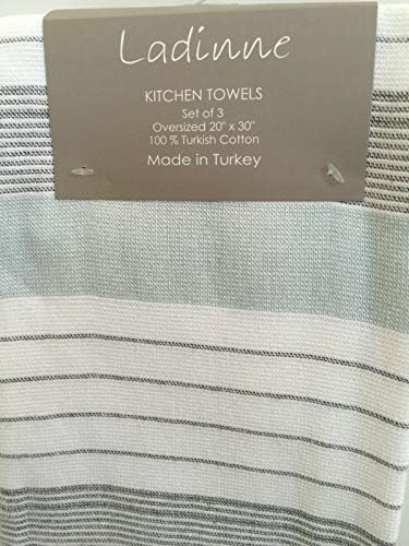 מגבות מטבח לאדין 3x סט גדול מדי בגודל 20 x30 ירוק אפור לבן בטורקיה