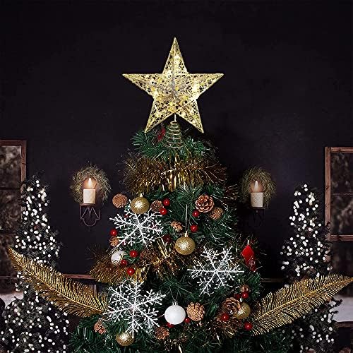 טופר עץ כוכב חג המולד של ZDKGER מואר, נצנצים חג המולד כוכב TEETOP TEETOP LED TOTE