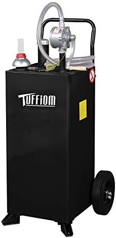 Tuffiom 30 ליטר גז קאדי w/גלגלים, מיכל העברת דלק דיזל בנזין יכול להיות הפיך משאבת סיפון סיבוב, מיכל אחסון דלק