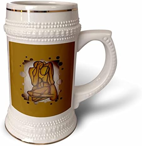 3drose Lovers Abstract Contemporary Art ב- Ocher and Brown - 22oz Stein Mug