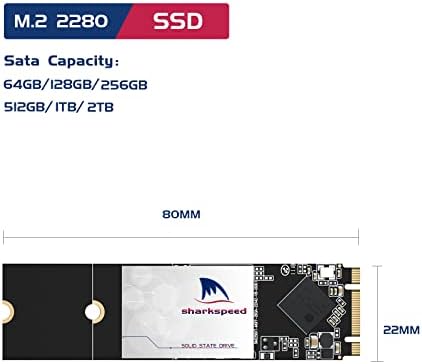 128 ג'יגה -בייט SSD M.2 2280 NGFF Sharkspeed Plus 3D NAND SATA III 6 GB/S, כונן מצב מוצק פנימי למחשב