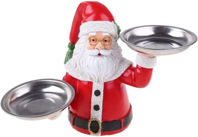 אסל קינוח מתלה סנטה קלאוס מחזיק מגש חג המולד קישוטי שרף חטיף עוגת סטנד עם 2 צלחות