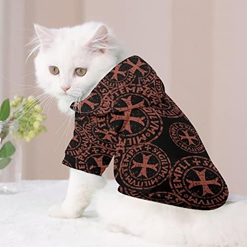 אבירי מצחיק אבירים טמפלרים סמל חותם כלב קפוצ'ון בד חתול סוודר גוש תלבושת עם כובע סוודר מעיל חיית מחמד רך