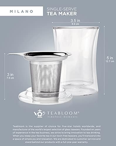 כוס הבישול המודרנית של Tebebloom עם מכסה תה רופף ומכסה, 12 גרם סטנדרטיים. קיבולת - יצרנית תה מוגשת