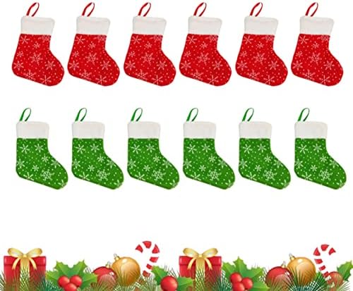 Pretyzoom 36 PCS מסיבת חג המולד גרב עיצוב אדום מותר לקישוט ממתק ממתק כרטיס חג המולד עץ טפלה בגרבי