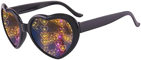 משקפיים עם אפקט אור עקיפה של לב, משקפיים שהופכים אורות ללבבות, משקפי לב עם אפקטים של לב למסיבות