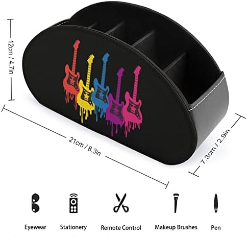 גיטרה צבעונית עור PU טלוויזיה מחזיקי שליטה רחוקים של שליטה משרדית מארגן שולחן עבודה עם 5 תא עם 5 תא
