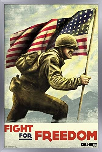Trends Call of Duty: WWII - פוסטר קיר קרב, 22.375 x 34, גרסה ממוסגרת זהב