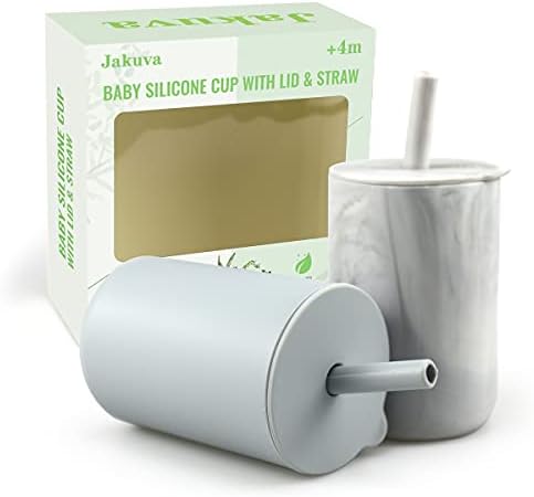 יקובה 2 מארז 8 אונקיה פעוט כוסות, בלתי שביר, סיליקון אימון קש קש כוסות עבור 6 + חודשים תינוק