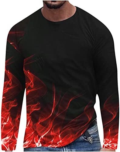 חולצות ספורט לגברים תלת מימד הדפסה דיגיטלית עגול צוואר עגול שרוול ארוך סווול מסלול כושר חולצה חולצה