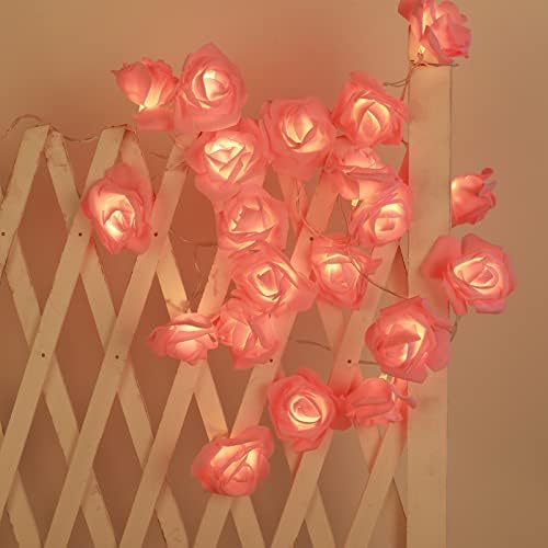 אורות LED ורדים של Uctek, 20 אורות מיתר LED ולנטיין סוללה מופעלת אורות דקורטיביים ורדים עם שלט