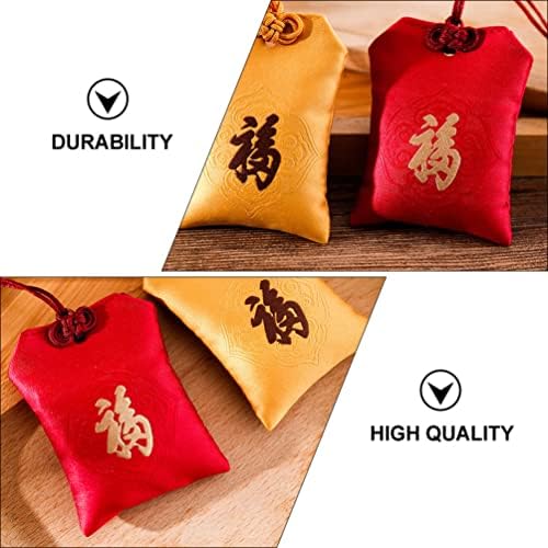 Vicasky 12 PCS תיק תכשיטים סיני עם FU תווים רקמה תיק מתנה שקית שנה חדשה מעטפת אדומה למסיבת חתונה אספקה