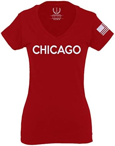 City of Chicago Classic Design Illinois לנשים נגד חולצת T מצוידת