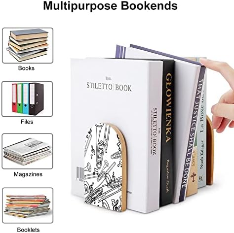טרומבון מודפס ספר סוף עץ תומכי ספרים 1 זוג עבור מדפים כבד ספר סטנד 5 איקס 3 אינץ