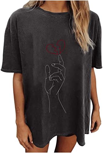 חולצת טריקו של שרוול קצר של נשים מזדמנים שרוול מזדמן חידוש הדפס גרפי טי עגול צוואר עגול חולצה פשוט