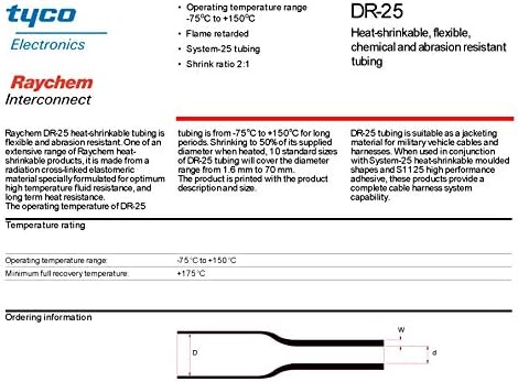 Raychem DR-25 Milspec Heatshrink Elastomer צינורות