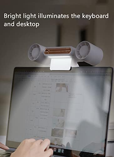 USB נייד נטען נטען מאוורר מסך תלייה עם מנורת הגנה על עיניים LED - מתאים לרוב התצוגות, מחשבים ניידים לחדר שינה משרדי