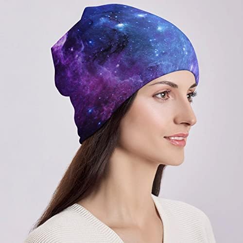 Baikutouan Blue Galaxy Print כובעי כפה לגברים נשים עם עיצובים כובע גולגולת