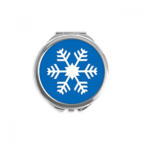 חורף ספורט כחול פתית שלג מתאר יד קומפקטי מראה עגול נייד כיס זכוכית