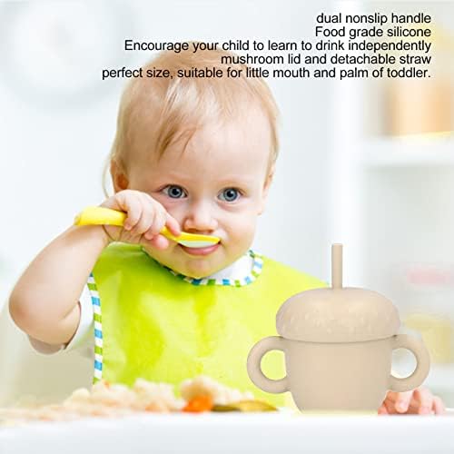 כוס סיליקון לתינוק בגודל מושלם עיצוב פטריות ידית החלקה עמידה מאוד כוס קש לתינוק לילד