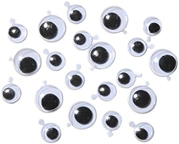 דריס בגדלים שונים של 160 חלקים של עיניים עגולות גב דביקות, שחור ולבן