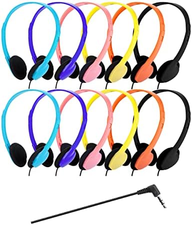 Qwerdf אוזניות בתפזורת 12 חבילות אוזניות בכיתה סטודנטיות על אוזניות אוזניים לבתי ספר בתיקים בודדים