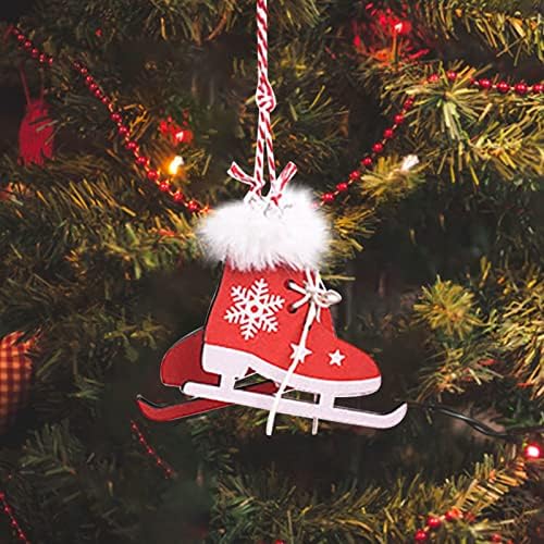 6 PC קישוט לחג המולד ציוד אריזת סקי מעץ תליון בגדי שלג כובע סלייג קישוטי עץ חג המולד קישוטי חג חג המולד גרלנד