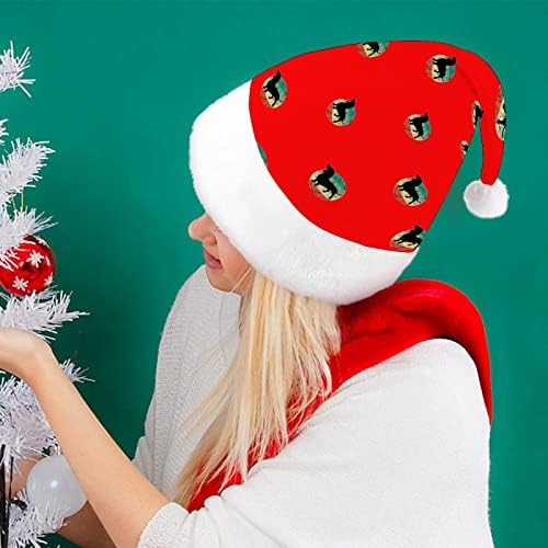 חמוד רטרו תחש כלב מצחיק חג המולד כובע סנטה קלאוס כובעי קצר קטיפה עם לבן חפתים עבור חג המולד מסיבת