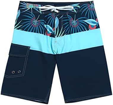 מתיחות מכנסיים קצרים לחוף לגברים שולטים גזעי שחייה יבש מהיר לבגדי חוף בקיץ גזעי שחייה הוואי עם כיסים