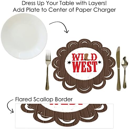 נקודה גדולה של אושר מערבי הודאון-מערב פרוע קאובוי מסיבת עגול שולחן קישוטי-נייר מטענים-מקום הגדרת עבור