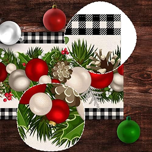 Nepnuser שחור לבן ג'ינגהאם שולחן חג המולד רץ באפלו בדוק קלטת חג המולד משובץ עיצוב בית מטבח בית