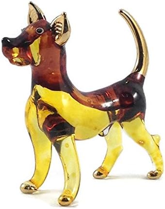 יד כלב קריסטל זעיר מפוצץ זכוכית צלולה אמנות כלב כלב פסלון חיות אוסף זכוכית מפוצצת FBM