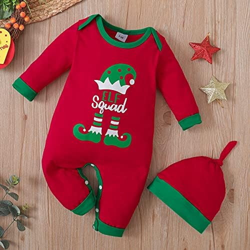 Defahn חג המולד תינוק רומפר תלבושת סרבל סרבל חסר כפות רגליים חג שמח חתיכה אחת רומפר שרוול ארוך