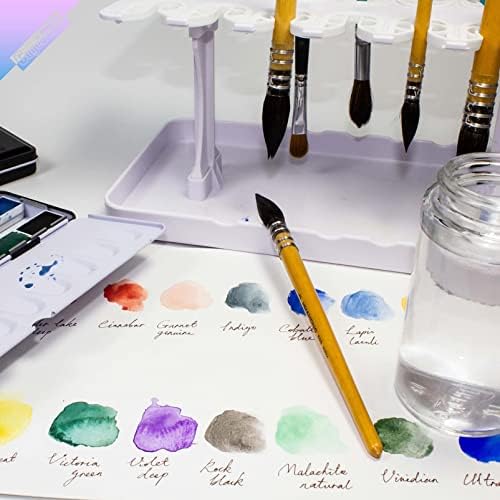 אמן פלסטיק רב חור מקלב מברשת צבע - מחזיק 14 מברשות זקוף, מחזיק מברשת צבע