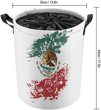 מקסיקני אמריקאי דגל עגול כביסה שקיות עמיד למים סל אחסון סל עם ידיות שרוך סגירת מכסה